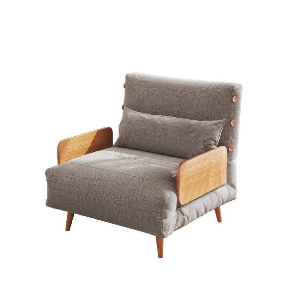 JASIWAY Modern Single Sofa Chair with Solid Wood Legs - Grey
