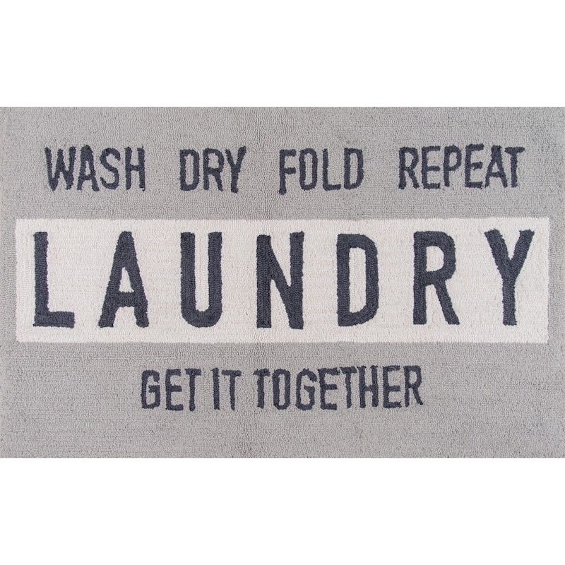 Novogratz by Momeni Cucina Laundry Polyester Kitchen Mat - 2'3" x 3'9" - Grey