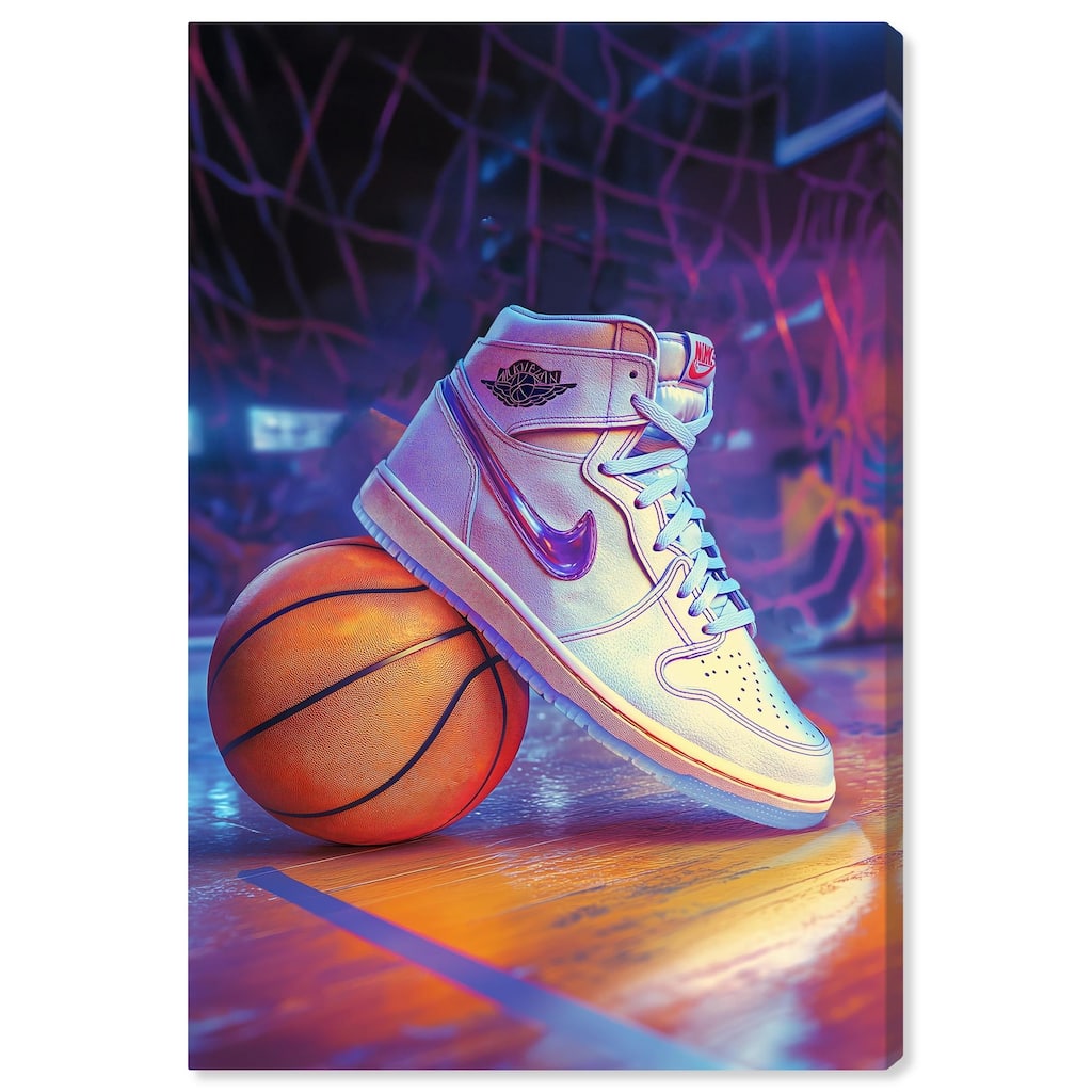 Neon Basketball Court Canvas by Art Remedy, Gallery Wrapped