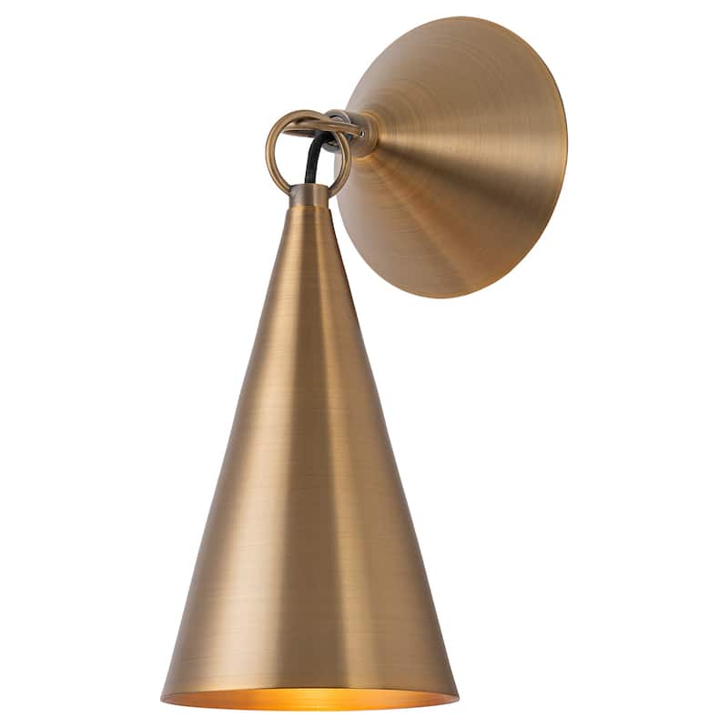 Industrial Bronze 1-Light Wall Sconce with Conical Metal Shade