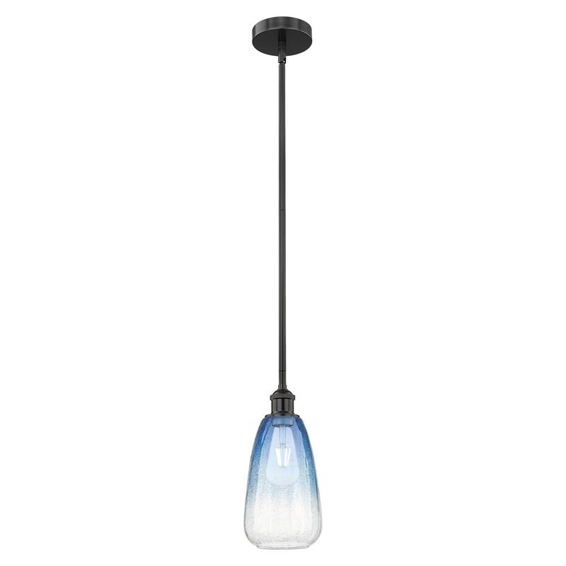Innovations Lighting Endless Possibilities Edison - Brookhaven Almond - 1 Light 6" Stem Hung Mini Pendant - Matte Black/Sapphire Blue