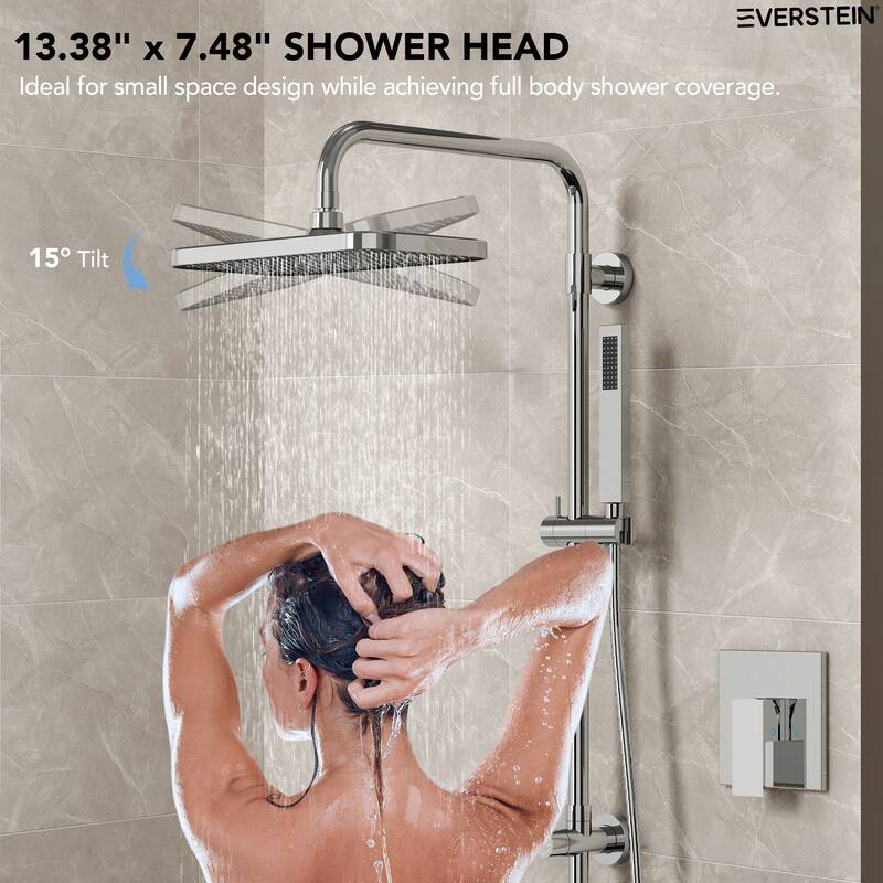 Everstein 2-in-1 Matte Black Shower System with Rainfall & Handheld Shower, 5 Spray Modes