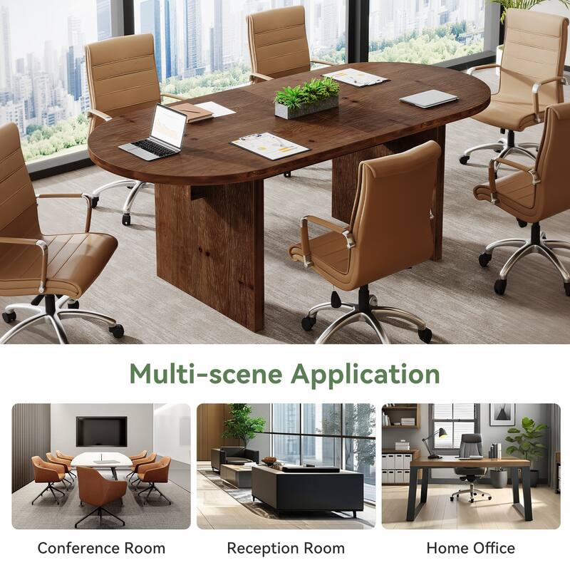 5.24 ft Oval Solid Wood Conference Table for 4-6 People