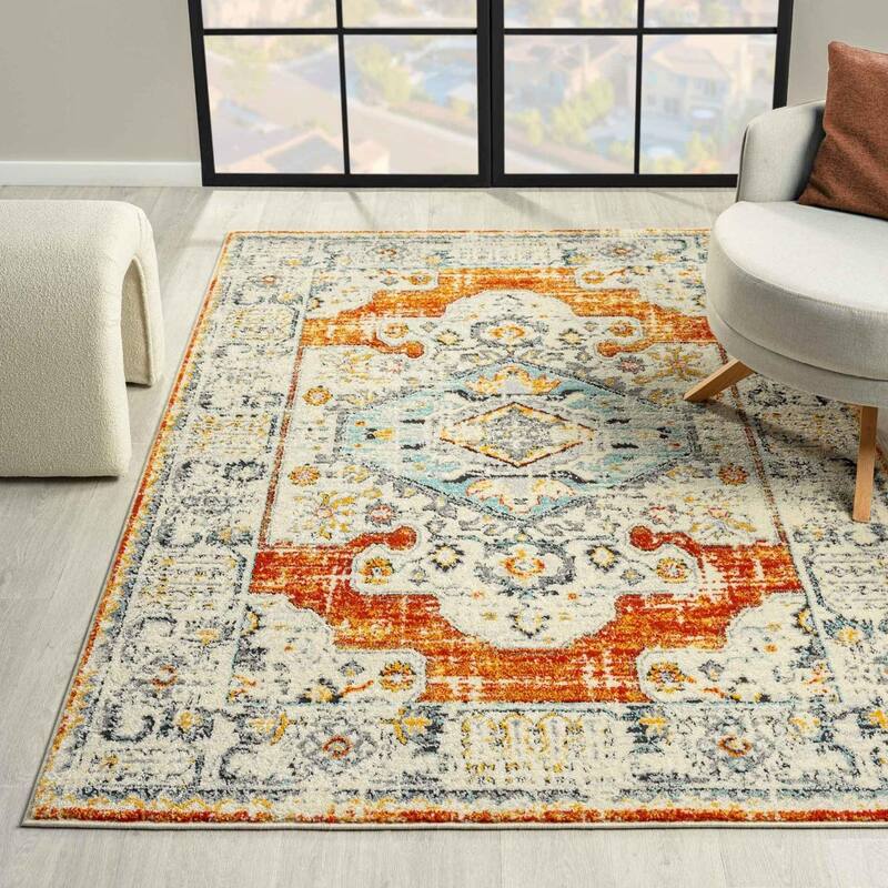 Luxe Weavers Oriental Medallion Area Rug, Indoor Stain-Resistant Carpet - 5x7 - Apricot