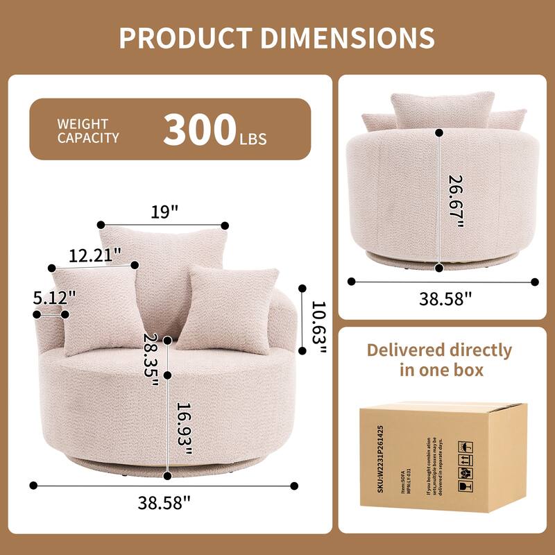 Single Seat Full Sponge Compression Swivel Chair Single Sofa