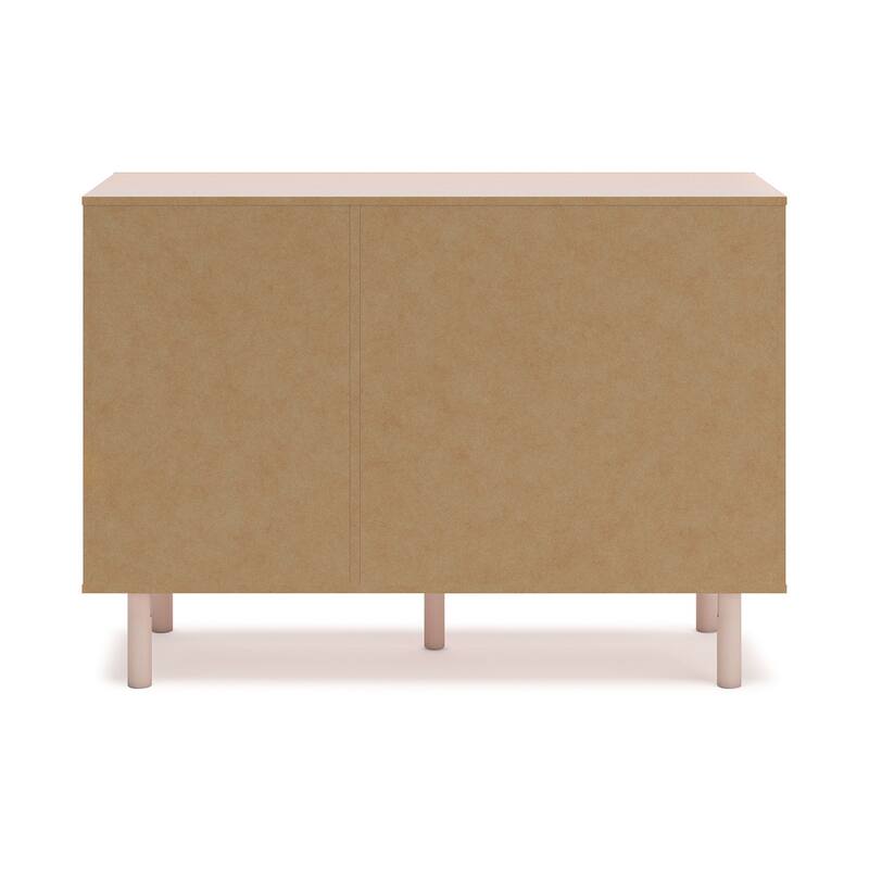 Viso 51 Inch Dresser, 6 Drawers, Champagne, Retro Blush Pink Finish