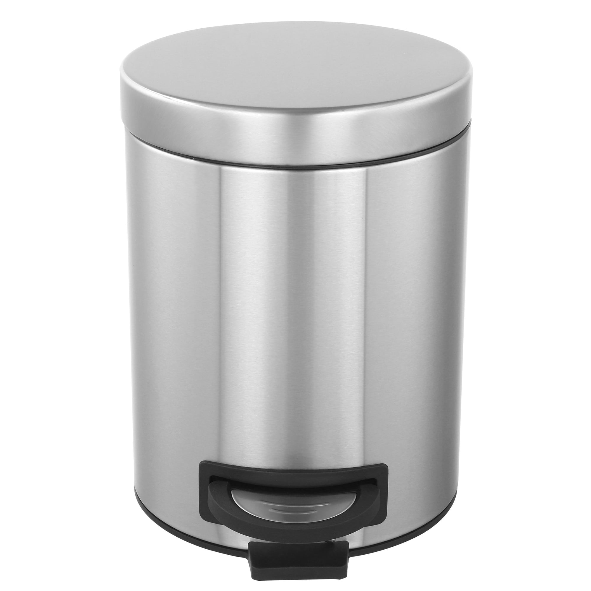 30 Liter/7.9 Gallon Soft Pedal Step Cylindrical Home and Kitchen Trash Bin  in Matte Silver