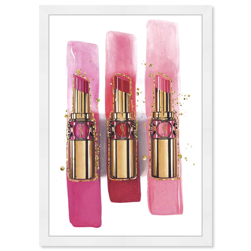 Wynwood Studio Prints Fashion and Glam Line of Lipstick Pink and Metallic Gold Glam Wall Art Canvas Print