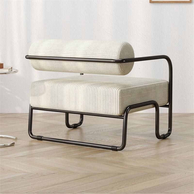 Corduroy Fabric Sofa Chair with Iron Frame, Lazy Individual Chair