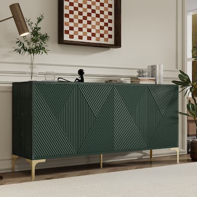 Modern light luxury style 60"L Large Storage Space Sideboard with 4 Doors and Rebound Device for Living Room and Entryway