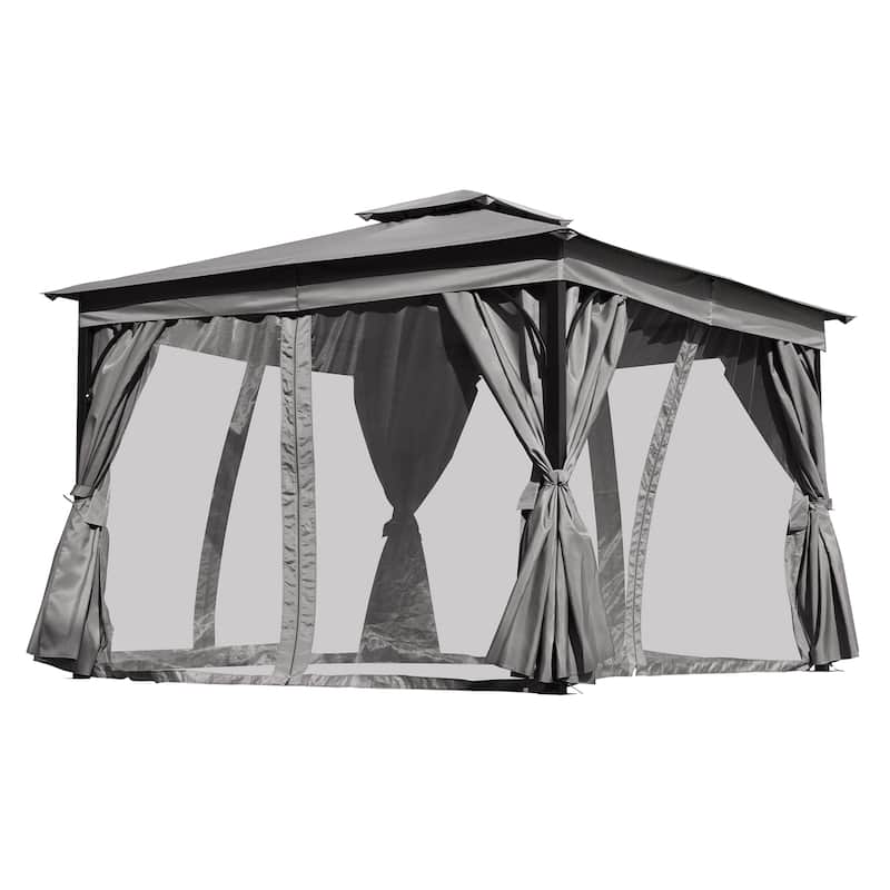 Patio Gazebo with Mosquito Netting and Privacy Screens for Backyard