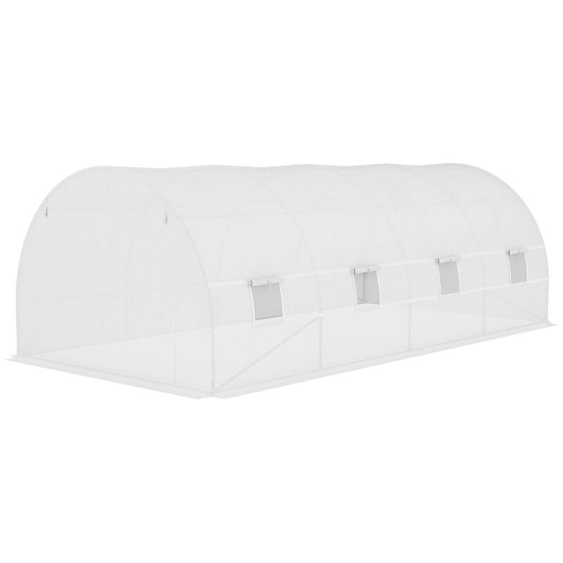 Outsunny Replacement Greenhouse Cover Tarp with Windows for Ventilation & Zipper Door, White