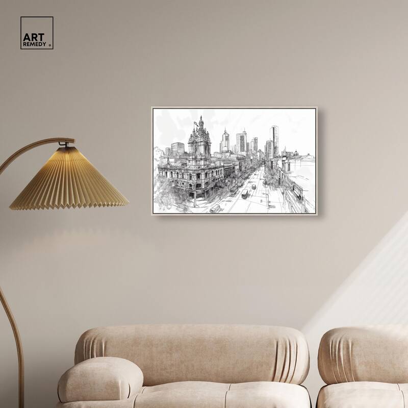 Collins Street Sketch Canvas by Art Remedy