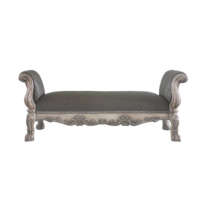 Adison Grey and Vintage Bone White Upholstered Bench
