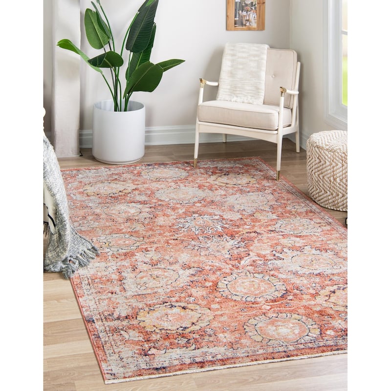 Traditional Nixa Collection Area Rug - 3'11"x5'11" - Brick Red