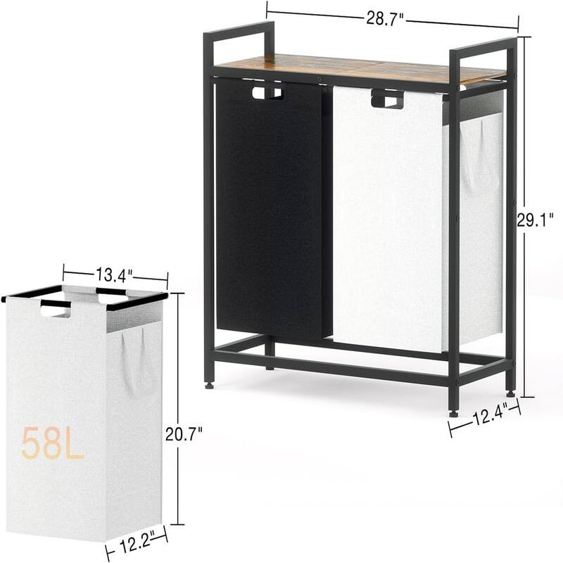 Laundry Hamper 2 Section - 28.74"L x 12.6"W x 29.13"H