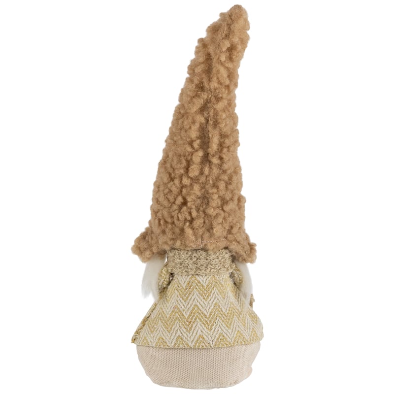 Standing Gnome Girl with Plush Hat Christmas Figurine - 11.5"