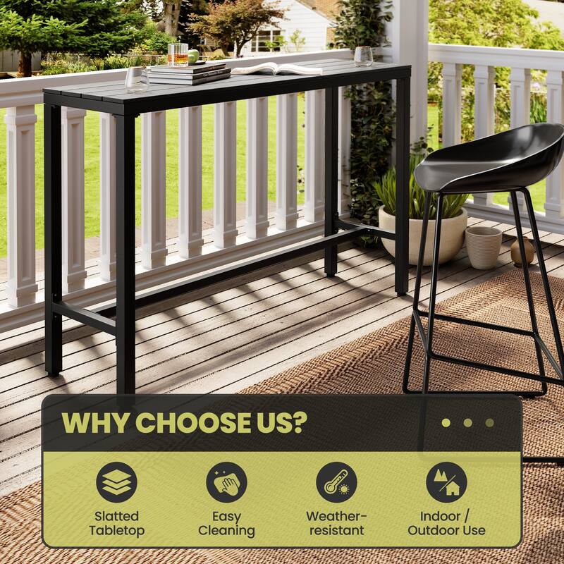 Crestlive Products Patio Outdoor Bar Table Rectangle Pub Table