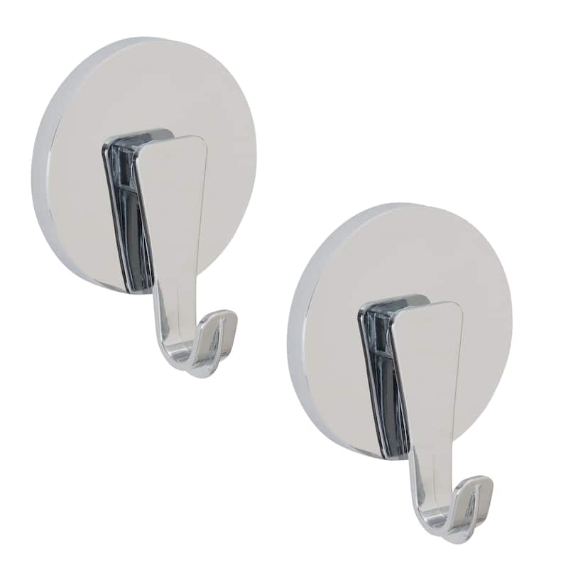 Bath Bliss 2 Pack Gel Suction Power Hooks in Chrome - 2.5"x 1.75"x 3.15"