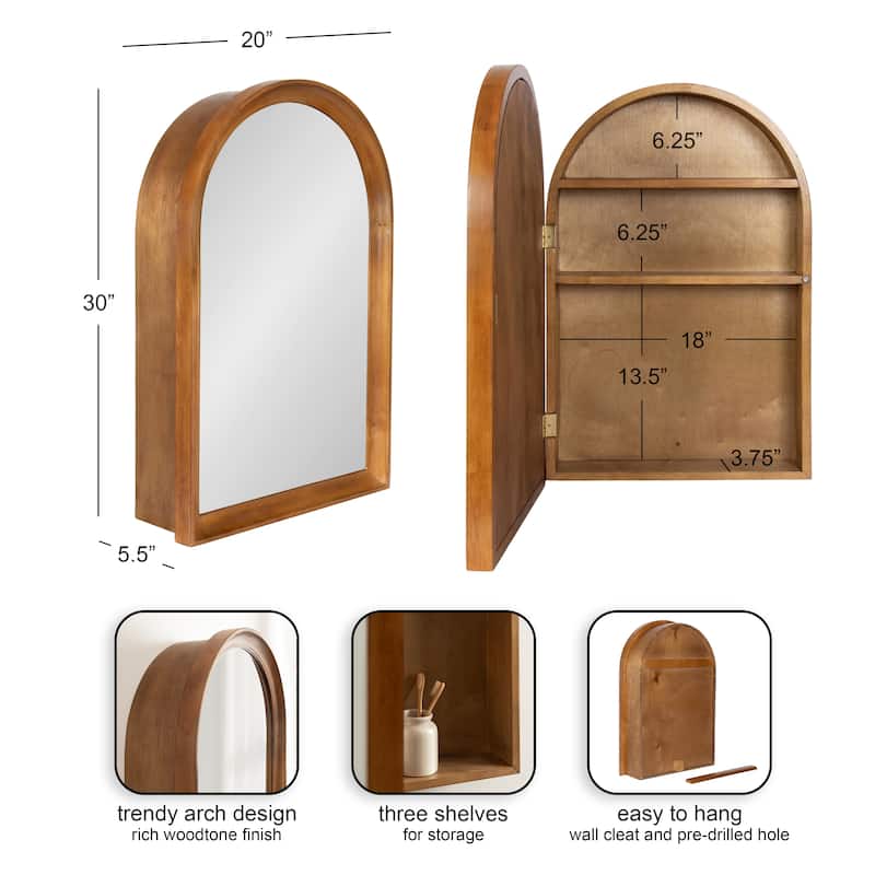 Kate and Laurel Hatherleigh Arch Mirror Vanity Cabinet - 20x6x30