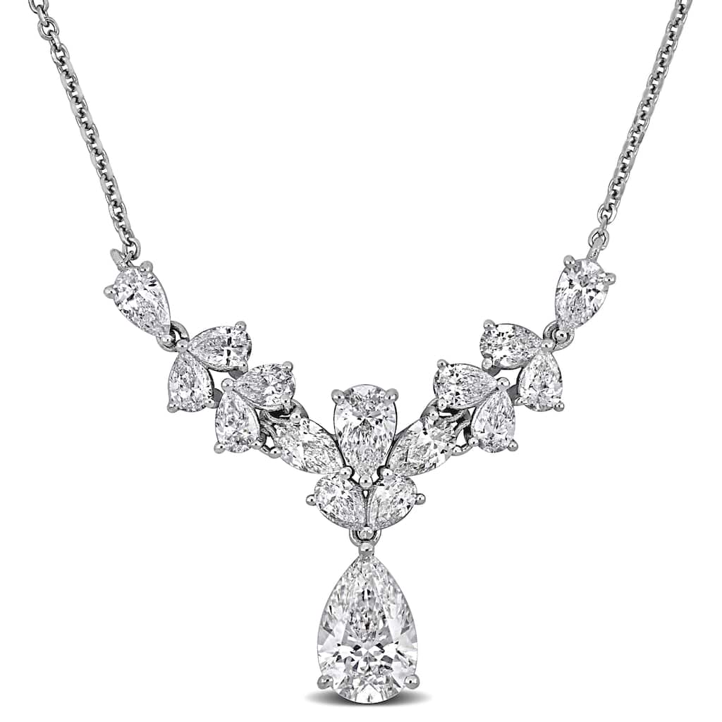 Miadora 3 7/8ct TDW Pear-Shape Lab-Grown Diamond Necklace 14k White Gold