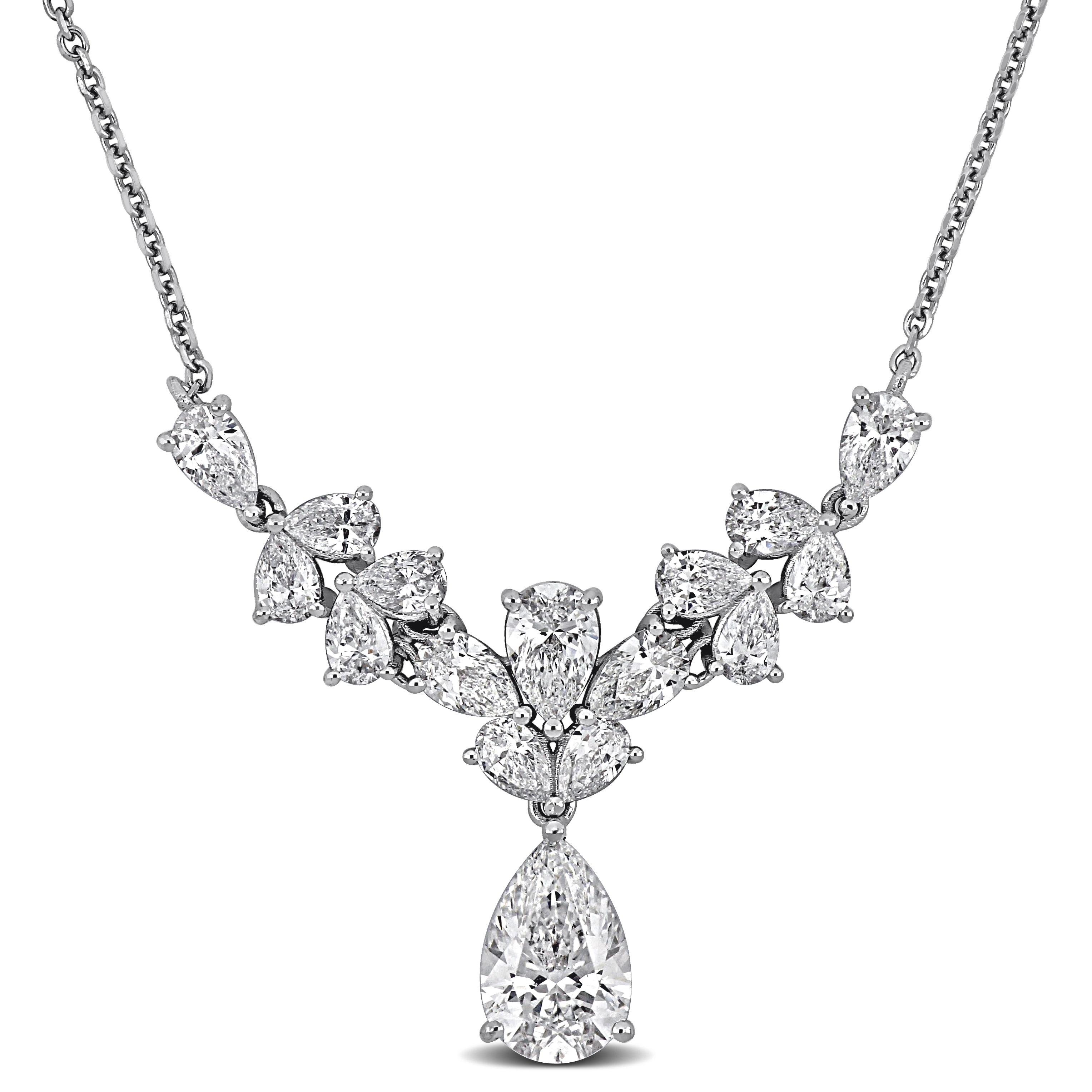 Miadora 3 7/8ct TDW Pear-Shape Lab-Grown Diamond Necklace 14k White Gold