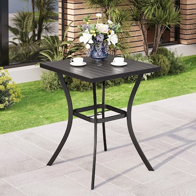 Outdoor Patio 31" Square Height Bar Table with Umbrella Hole - 36" Height Coating Old Craft
