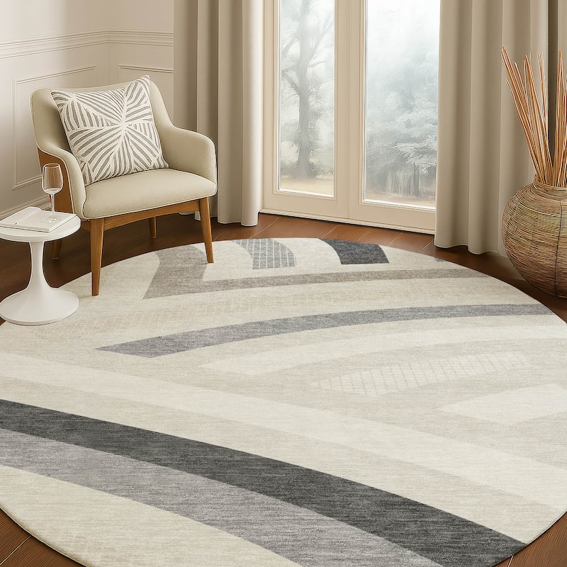 Machine Washable Indoor/ Outdoor Modern Jalen Chantille Rug