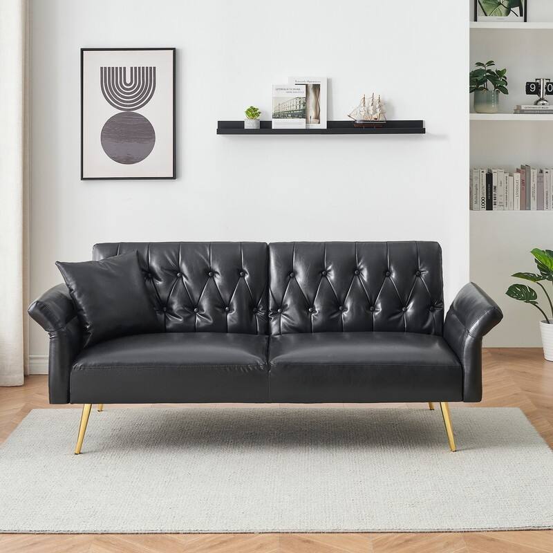 61.4" Faux Leather Split Upholstered Sofa Bed