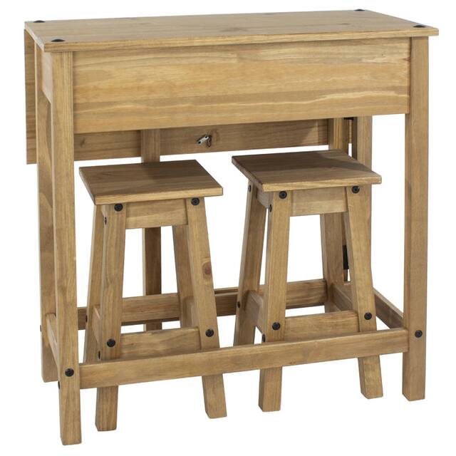 Solid Pine Drop Leaf Table 3-piece Dining Set