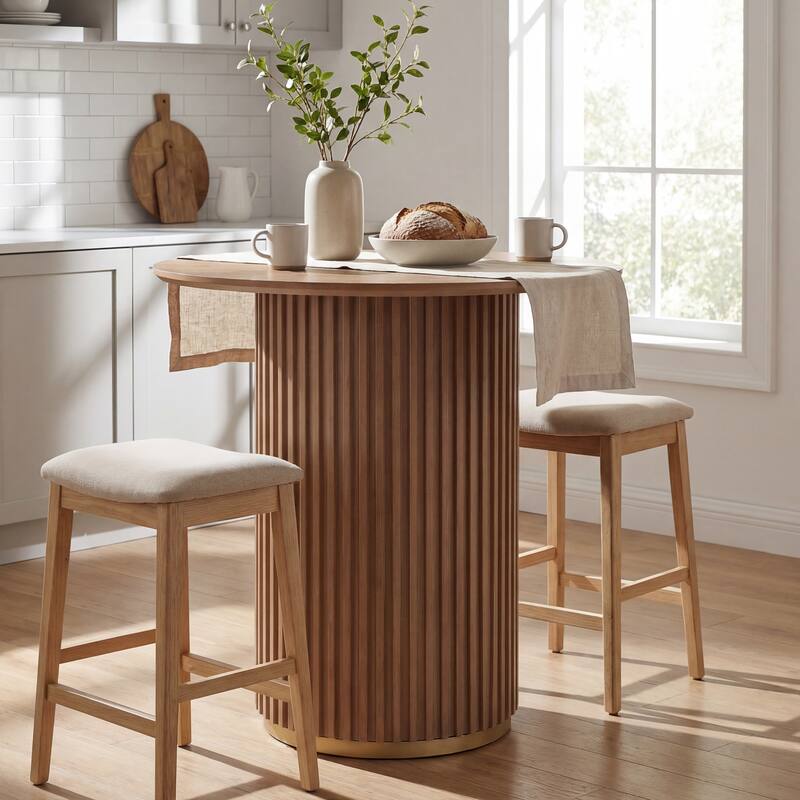 Christopher Knight Home - Barrington Modern 36.61"H Round Counter Height Dining Table with Fluted Cylindrical Iron Base