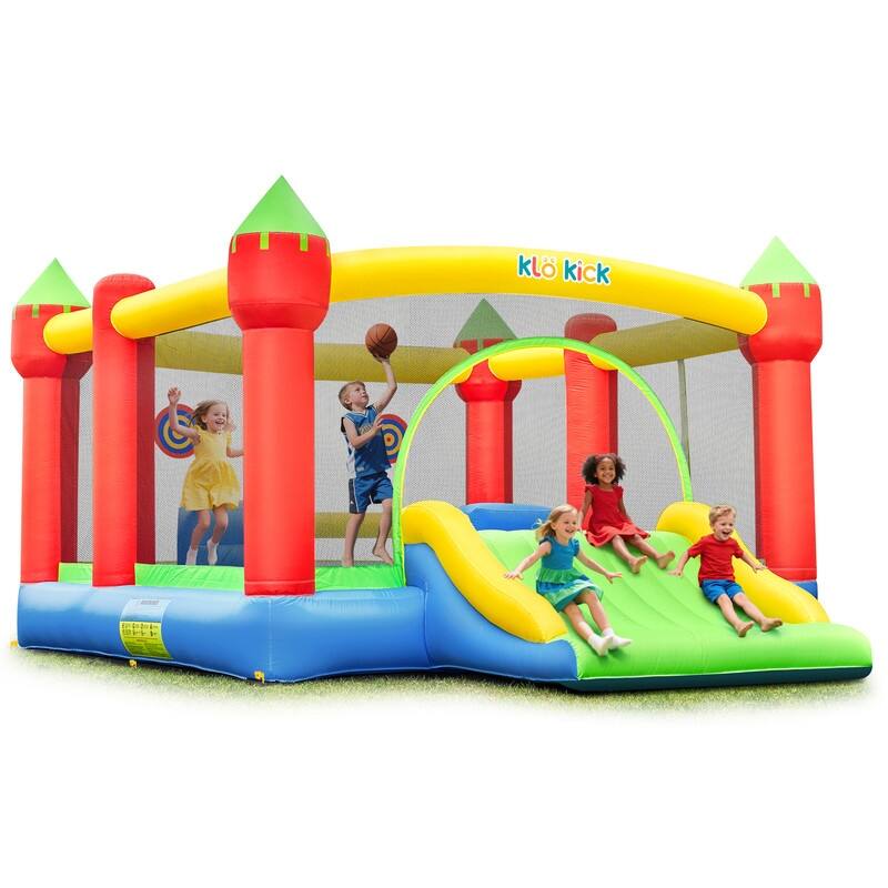 15'x12' 600lbs Large Inflatable Bounce House for big kids with Blower & Basket Ball Hoop - 15.3'X12'