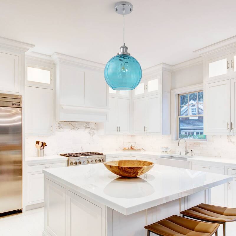1-Light Metal Hanging Pendant Light with Glass Shade for Kitchen Island