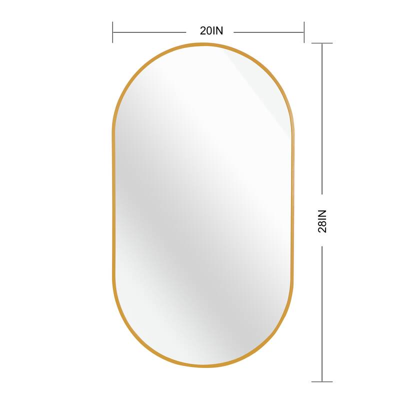 GDFStudio - Forma Soft Contour Oval Metal Bathroom Vanity Wall Mirror with Elegant Silhouette & Easy Wall Mount