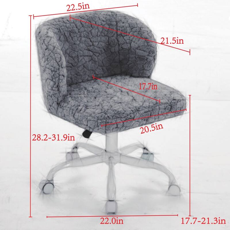 Artificial rabbit hair Home Office Chair Adjustable Swivel Office Chair Dressing Chair with Metal Base, Violet