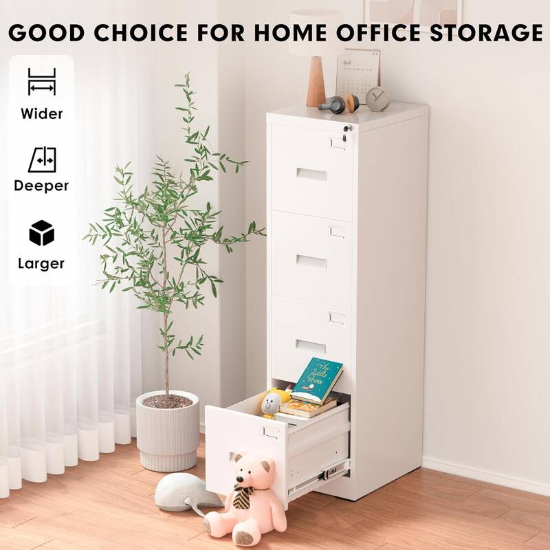 18'' Deep 4 Drawers Vertical Metal Locking File Cabinet with with 4 Adjustable Hanging Frame for Home Office