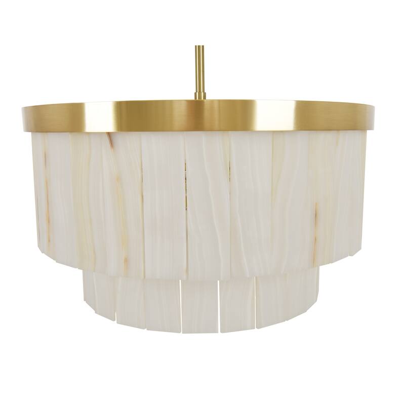 Beacon Lighting Elora 9 Light Round Pendant with Jade Stone - Brass