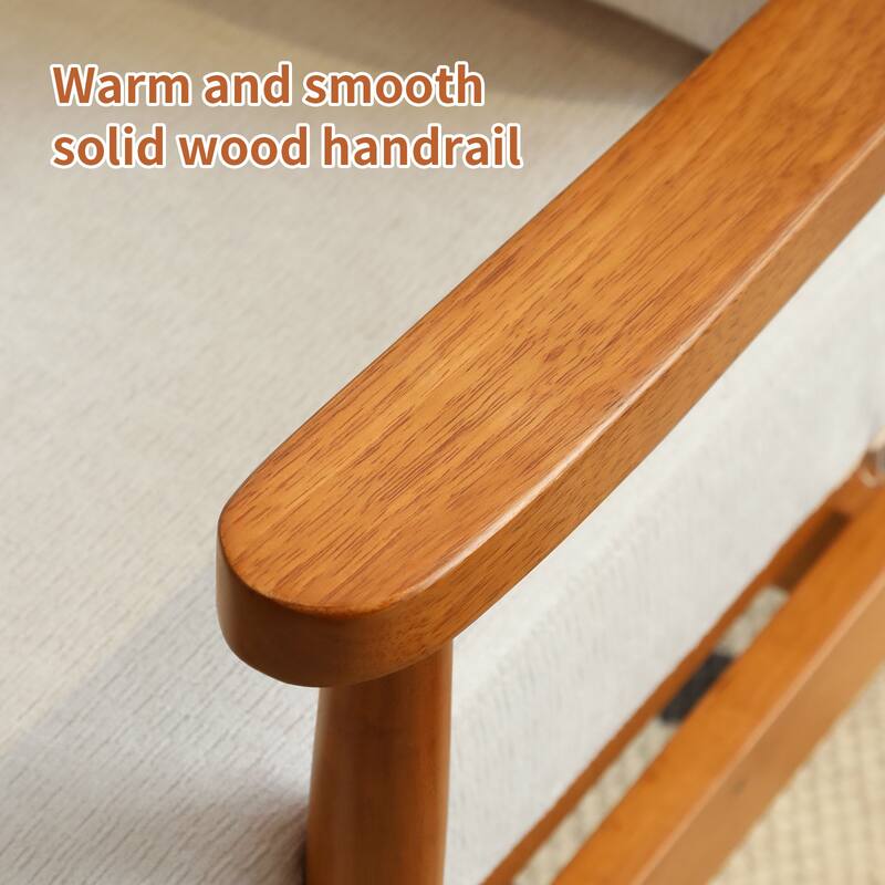 Accent Chair with Solid Wood Frame, Living Room Chair with Soft Fabric Cushion, Cozy Bedroom Chair, Comfy Armless Reading Chair