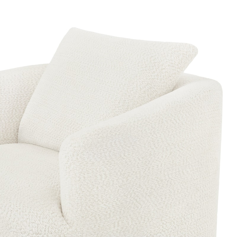 Upholstered Swivel Barrel Chair with Pillow