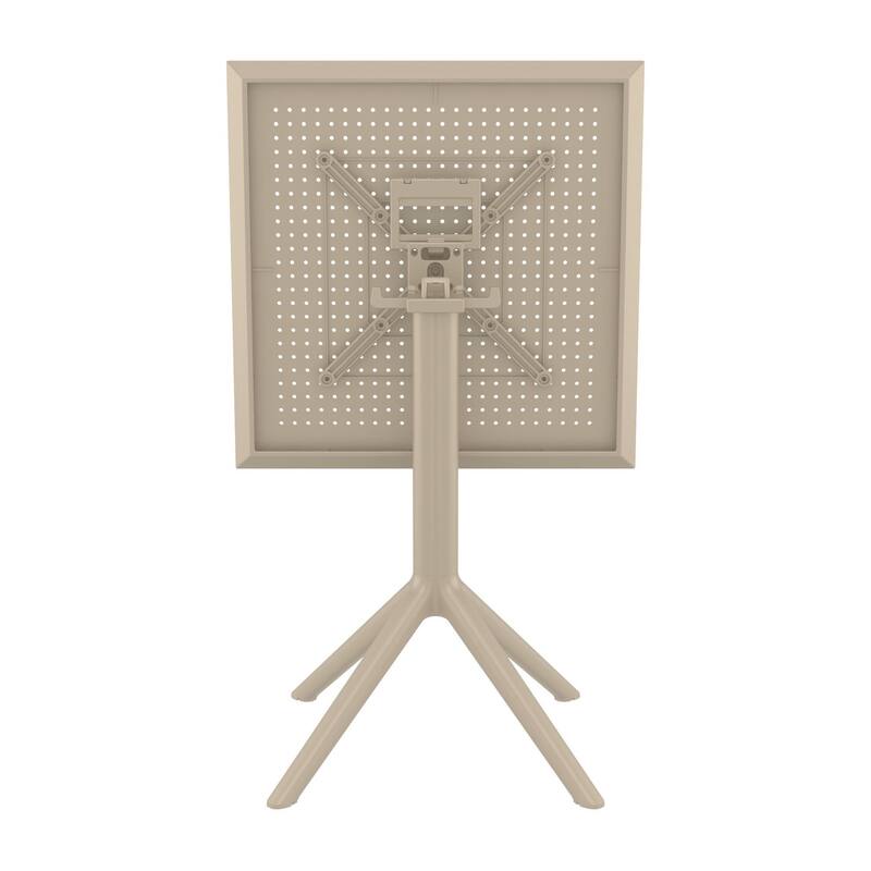 29.5" Taupe Brown Folding Square Outdoor Patio Dining Table