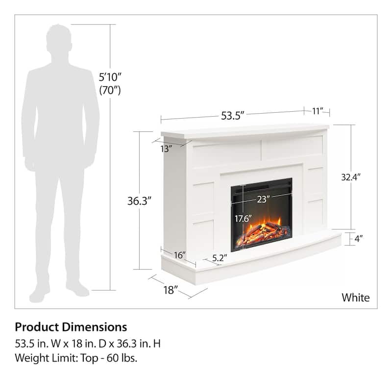 Ameriwood Home Banner Creek Mantel with Fireplace TV Console for TVs up to 60 inches