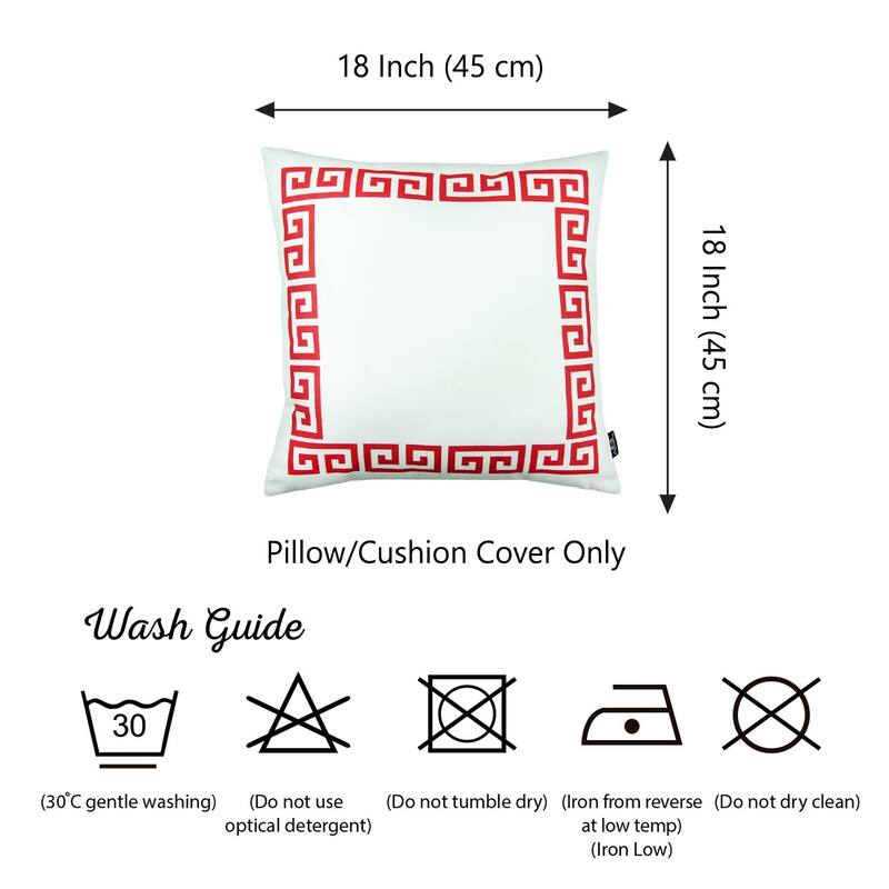 Geometric Greek Key Design Printed Decorative Throw Pillow Cover