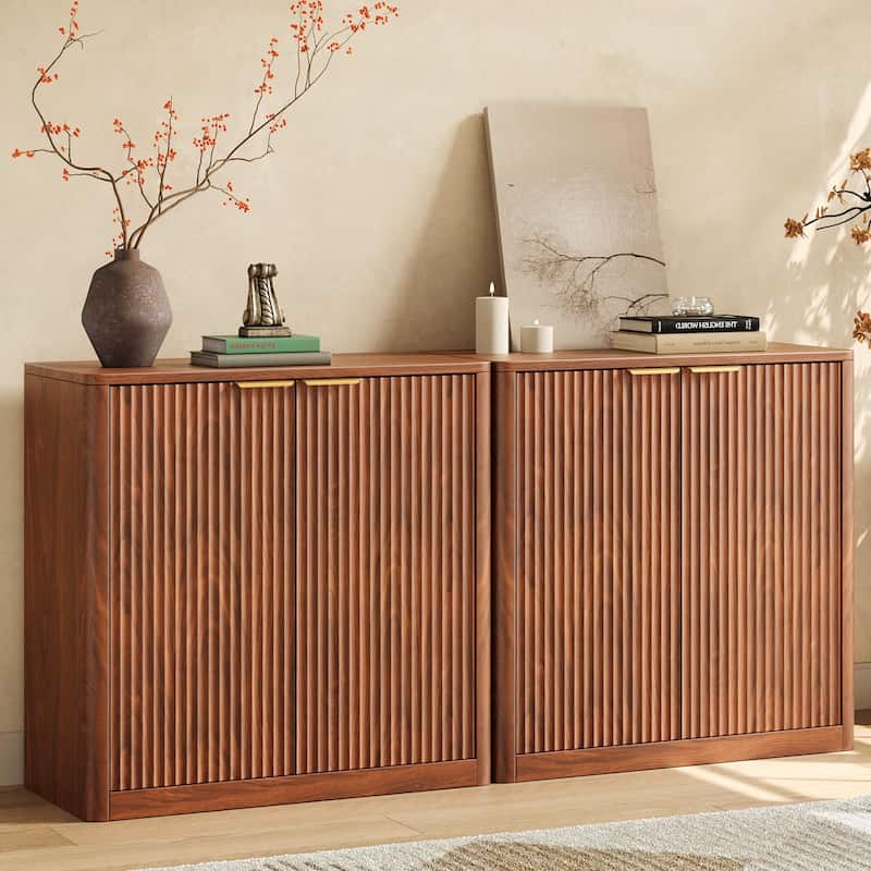 63" Buffet Cabinet with Storage, Fluted Sideboard with Adjustable Shelves for Living Room, Dining Room, Kitchen