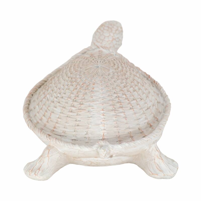 Resin Coastal Style Sea Turtle Sculpture with Woven Shell Texture