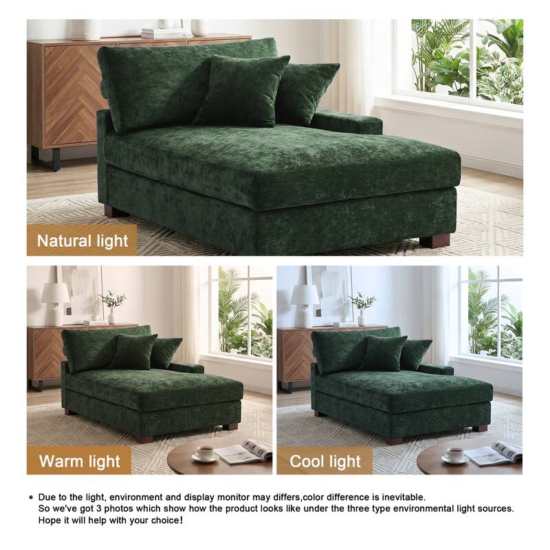 40.8"W Modern Chenille Upholstered Chaise Lounge with Pillow