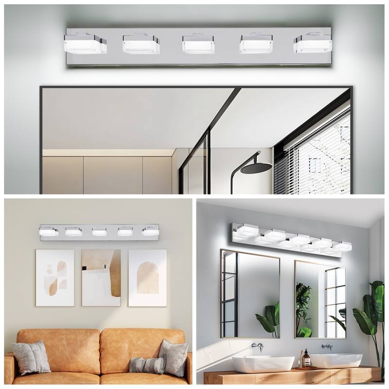 Modern LED Vanity Light, 5-Lights Wall Sconce for Bathroom and Mirror, Sleek Minimalist Design, Energy-Efficient