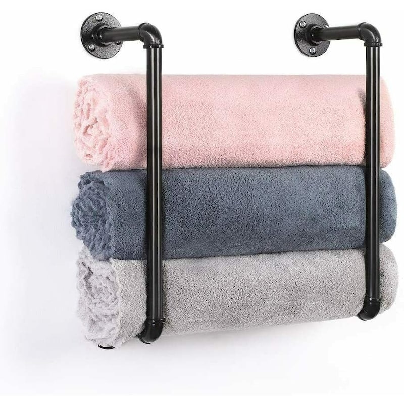 Towel Rack, Brushed Industrial Pipe Hanger Rack Set of 2