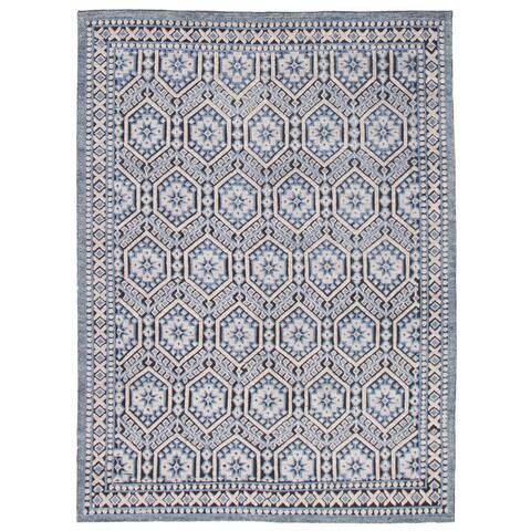 ECARPETGALLERY Hand-knotted Loreto Blue Wool Rug - 7'7 x 10'4