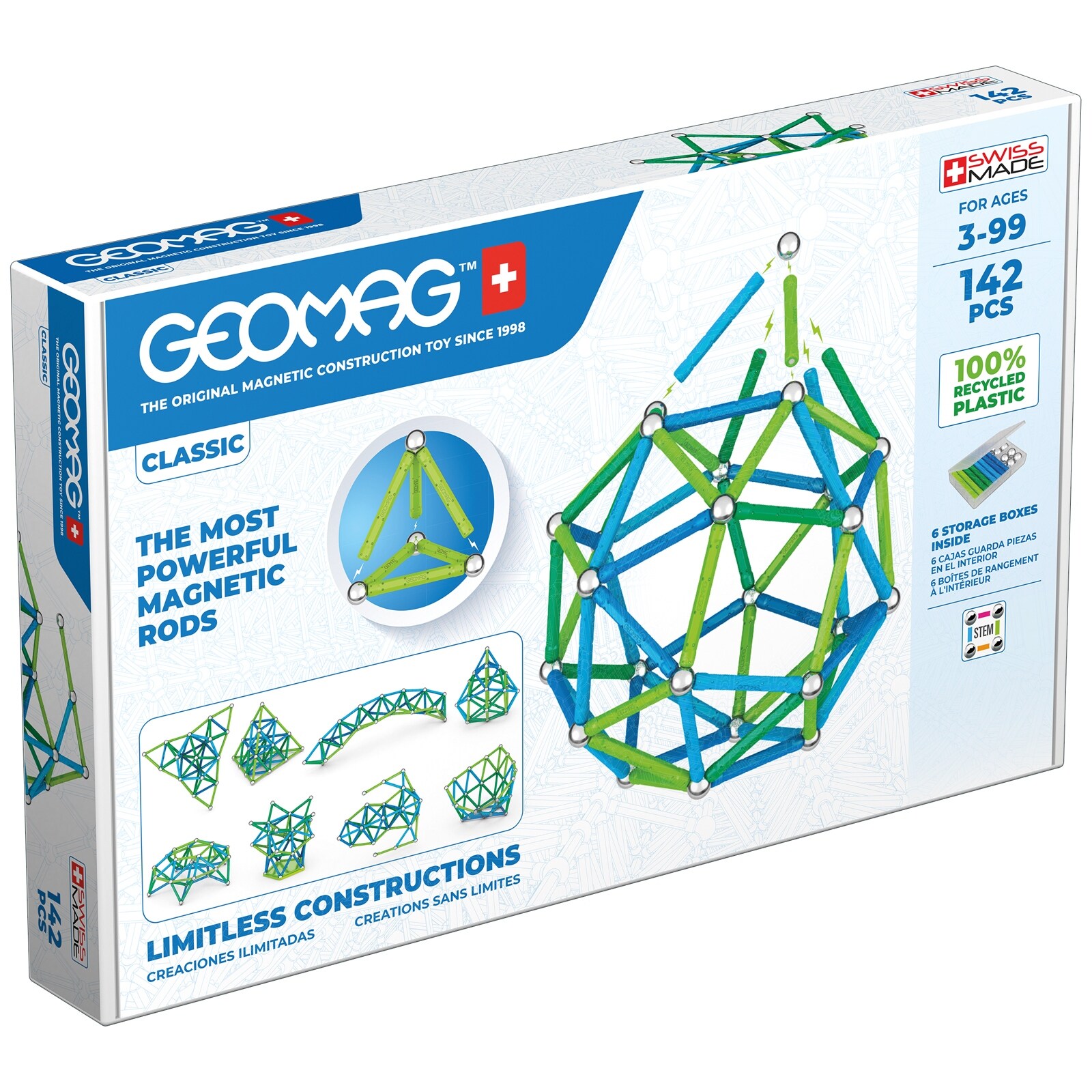 ゲオマグ(geomag plastwood 1450) 限定品 Geomag Classic Magnetic Building Set, Green Line Color, 142 Pieces
