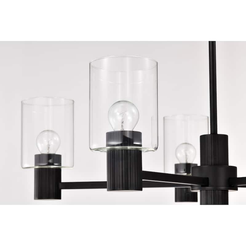 Clarksville 28 Inch 5 Light Chandelier Matte Black with Clear Glass